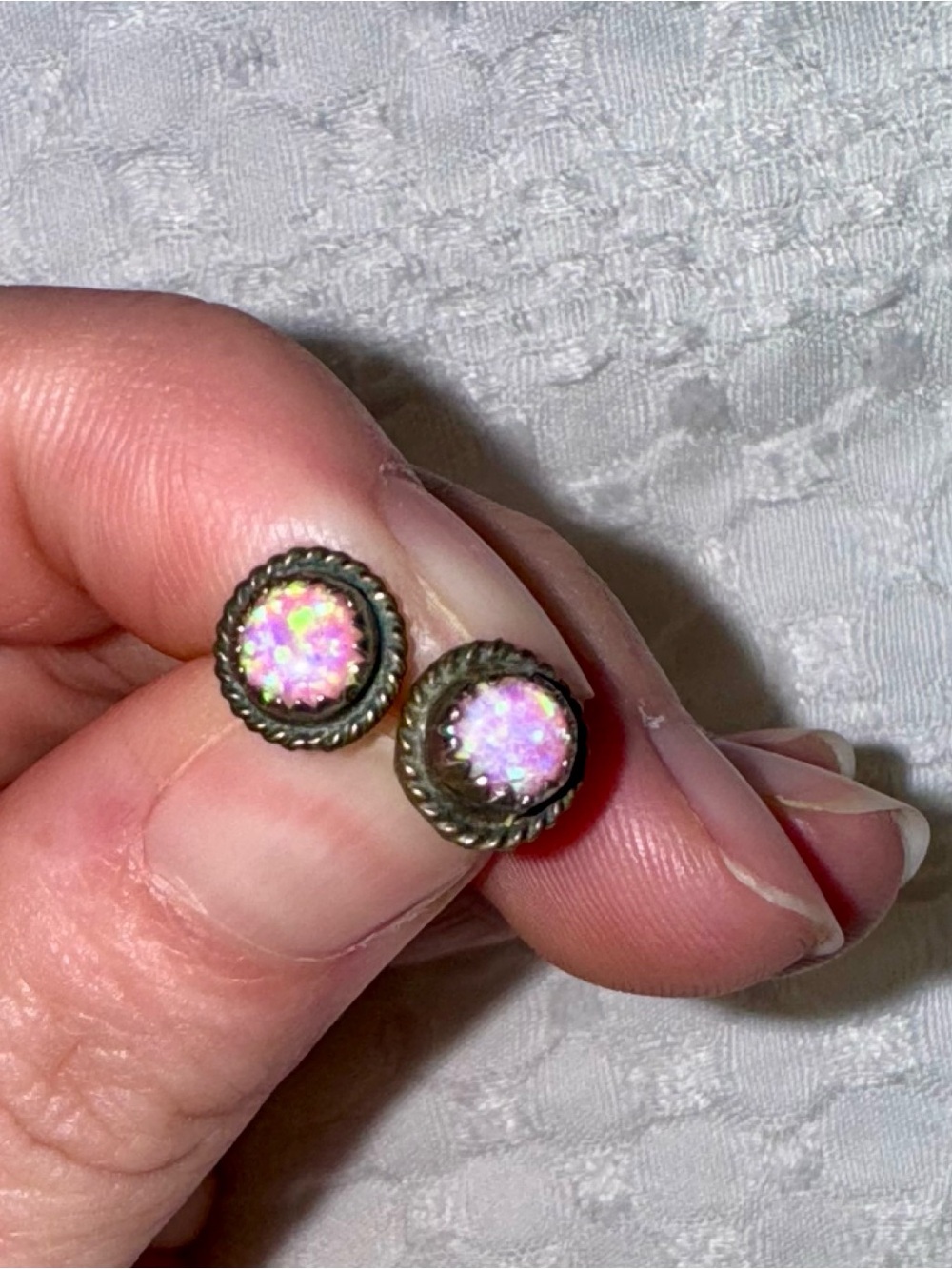 Sterling Silver Opal Earrings